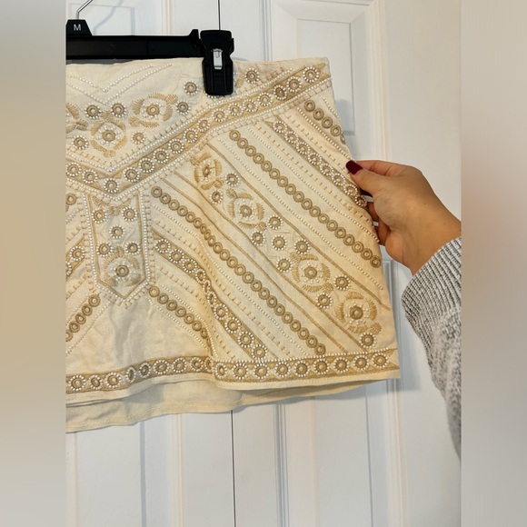 NWT 12th Tribe Del Sol Cream Beaded Micro Mini Skirt - Picture 7 of 12